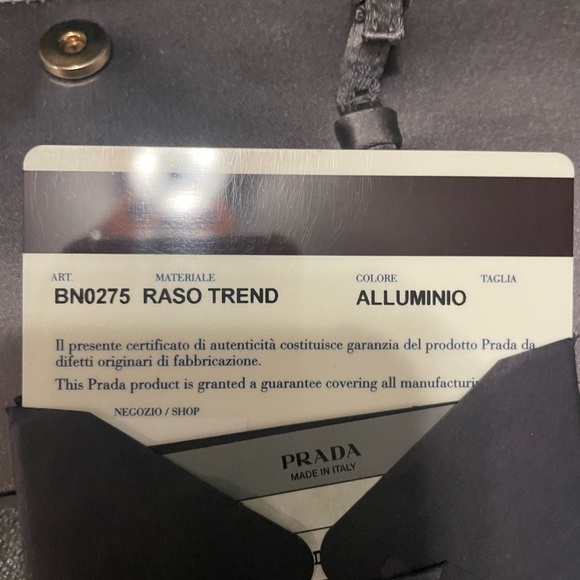 Authentic! Prada gray satin mini bag with top handle. - Picture 6 of 13